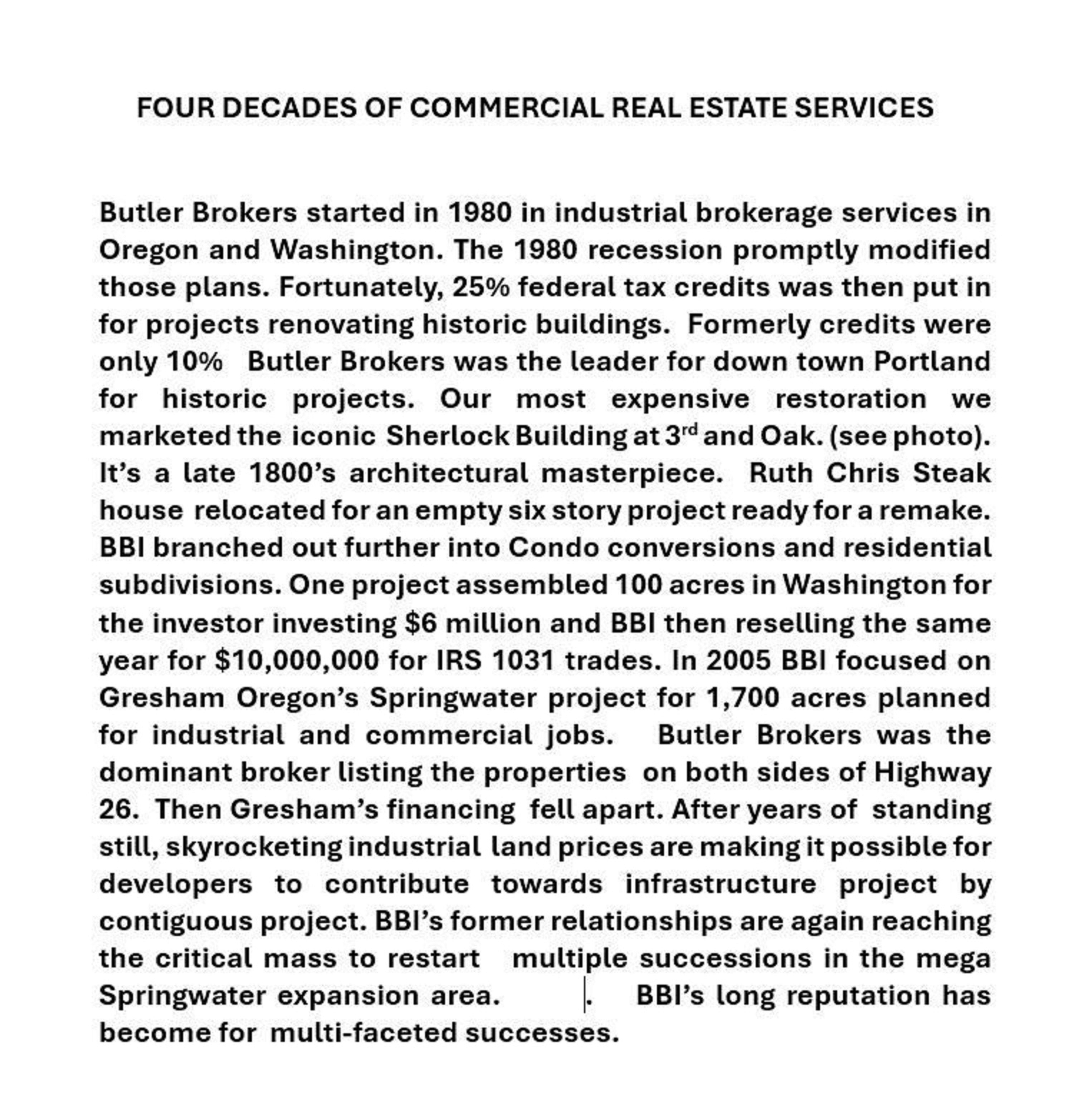 Butler Brokers Inc., Commercial Real Estate Brokerage